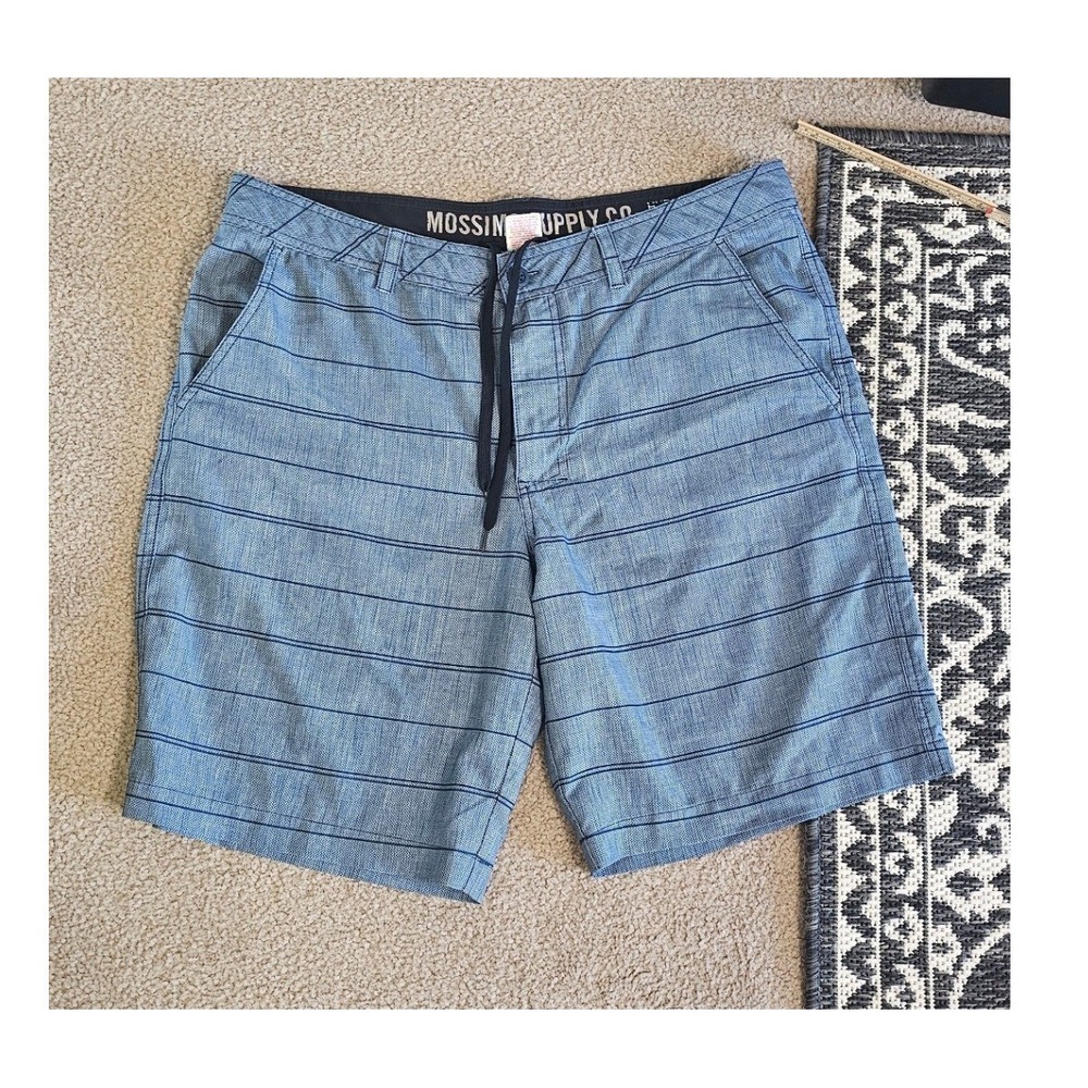 Mossimo Supply Co Mens Blue Striped Hybrid Board Shorts Walk Shorts Size 38